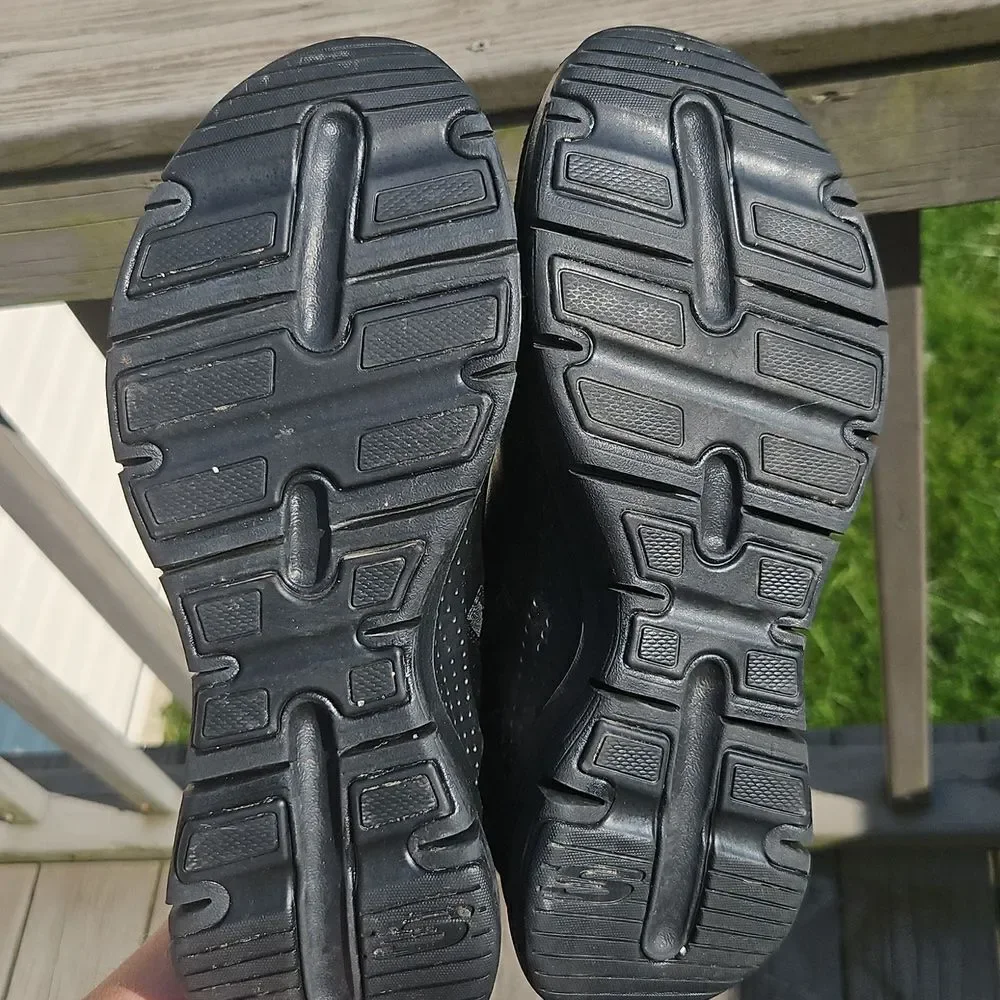 Skechers Black Leather Fur-Lined Ankle Boots Slip-On Comfort Shoes Size 8.5